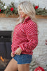 Pink Stripe Quarter Zip Fleece Oversize Sweatshirt