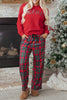 Red Plaid Mama Graphic Christmas Holiday Crewneck Pullover and Pants Two Piece Lounge Set
