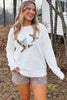 White Drop Shoulder Round Neck Long Sleeve Pullover Sweater