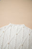 White Pearled High Neck Textured Knit Sweater Vest