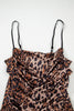 Brown Spaghetti Straps Ruched Leopard Bodysuit