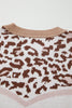 Straw Yellow Leopard Color Block Knit Round Neck Baggy Sweater