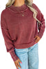 Red Dahlia Drop Shoulder High Neck Ribbed Sweater