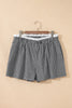 Black Contrast Trim Plaid Print Plus Size Shorts
