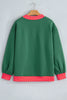 Pink Colorblock Polka Dot Contrast Trim Oversized Sweatshirt