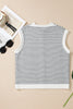 Black Stripe Contrast Trim Cap Sleeve Button Down Casual Cardigan