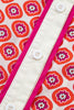 Orange Geometric Floral Print Color Block Trim Button Front Ruffle Hem Dress