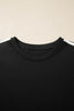 Black Varsity Striped Detail Loose Tee Jogger Pants 2pcs Outfit