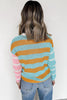 Jurassic Gold Color Block Striped Pullover Sweater