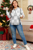 Gray Plus Size Checkered Pattern Button Polo Collar Split Sweater