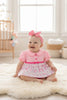 LT PINK & FUCHSIA COQUETTE PRINTED BABY BODYSUIT.