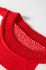 Fiery Red Checkered Bishop Sleeve Sweater