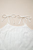 White Tie Spaghetti Straps Floral Lace Overlay Long Dress