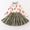 GIRLS THANKSGIVING PUMPKIN PRINT DRESS