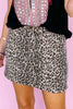 Khaki Leopard Denim Mini Skirt