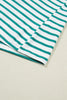 Green Stripe Scalloped Trim Round Neck T Shirt