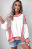 White Stripe Colorblock Patchwork Contrast Stitching Oversize Sweatshirt
