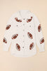 Beige Bubble Gum Texture Sequined Rugby Football Shacket