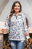 Multicolour Plus Camouflage Print Quarter Zip Kangaroo Pocket Pullover Sweatshirt