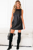 Black Vegan Leather Sleeveless Mini Dress