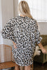 Beige Leopard Print Buttoned 3/4 Sleeve Loose Fit Shirt