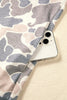 Beige Botanical Camo Print Long Sleeve Pocket Mini Dress