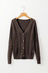 Black Open Knit Drop Shoulder Sweater Cardigan