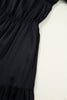 Black Flounced Bracelet Sleeve V Neck Tiered Maxi Dress