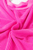 Rose Red Drop Shoulder Uneven Hem Plus Size Twisted Rib Top