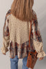 Ashleigh Blue Boho Floral Plaid Patchwork Distressed Detail Ruffled Sleeve Waffle Knit Shacket