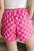 Multicolour Checkered Drawstring Elastic Waist Casual Shorts