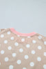 Pink Polka Dot Contrast Trim Long Sleeve Top Drawstring Shift Pants Set
