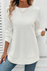Gossamer Pink Rounded Hem Waffle Long Sleeve Top