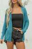 Lapis Mix Pattern Hollowed Knit Open Front Cardigan