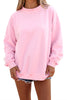 Pink Colorblock Polka Dot Contrast Trim Oversized Sweatshirt