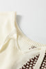Dark Khaki Color Block Back Tie Drop Shoulder Loose Sweater