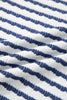 Blue Stripe Textured Knit Split Hem Half Sleeve Loose Top