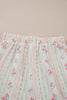 Beige Floral Print Contrast Pipping Short Pajamas Set
