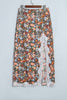 Khaki Cheetah Print Trim Split Long Western Skirt