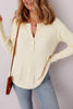 Oatmeal Textured Knit Half Buttons Henley Top
