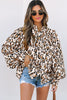 Jet Stream Oversized Leopard Print Balloon Sleeve Casual Shirt