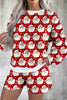 White Ho Ho Ho Christmas Fashion Print 2pcs Lounge Short Set