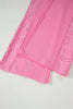 Sachet Pink Lace Patchwork Half Sleeve Top Elastic Waist Pants Two Piece Set