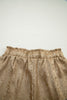 Gold Metallic Luster Tie Elastic Waist Cuffed Hem Shorts