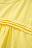 Yellow Cream Tie Half Sleeve Pleated Detail Babydoll Blouse