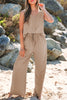 Goat Buttoned Vest Drawstring Wide Leg Pants 2pcs Set
