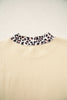 Coffee Polka Dot Trim High Neck BLESSED Letter Graphic Baggy Sweatshirt