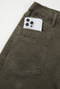 Coffee Solid Color Square Patch Pocket Ankle-length Barrel Jeans