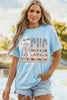 Light Blue Patriotic JESUS Letter Print Shift T Shirt