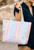 Blackish Green Glossy Striped Vinyl Large Tote Bag